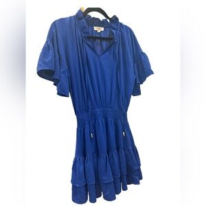 💙 Entro Royal Blue Ruffle Tiered Smocked Dress – Size Small womens